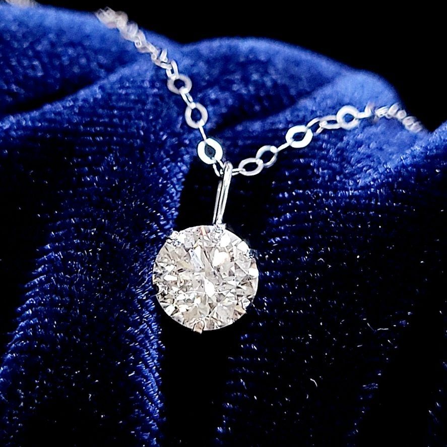 一粒 0.6ct ダイヤモンド 18金 K18 WG 6本爪 ペンダント ネックレス 4 