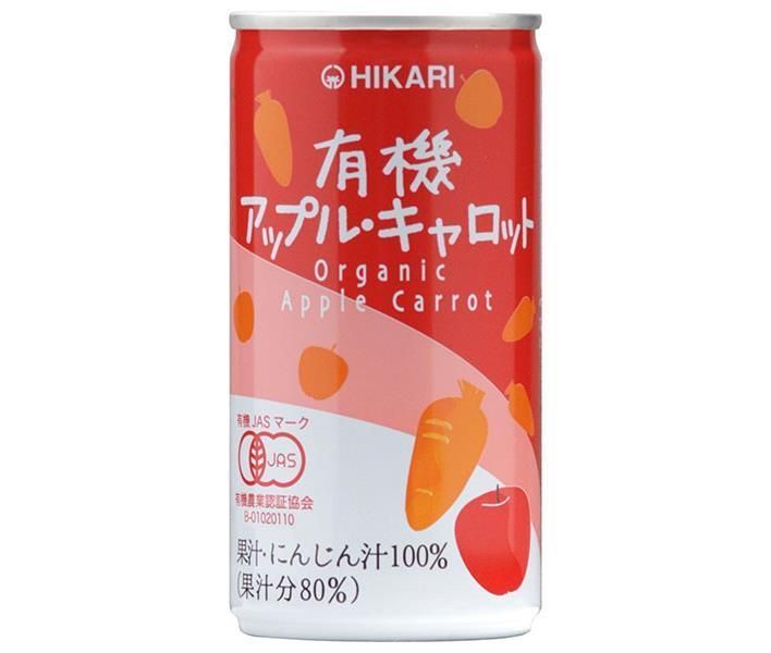 光食品 有機アップル・キャロット 190g缶×30本入×(2ケース)| 送料無料 100% にんじんジュース 有機JAS りんご