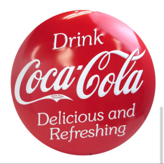 Coca-cola コカコーラ ボタンサイン ホーロー看板 1993年製 ロゴ ボトル アンティーク ビンテージ 中古 コカ・コーラ 丸型ホーロー看板 ボタンサイン Coca Cola 昭和レトロ