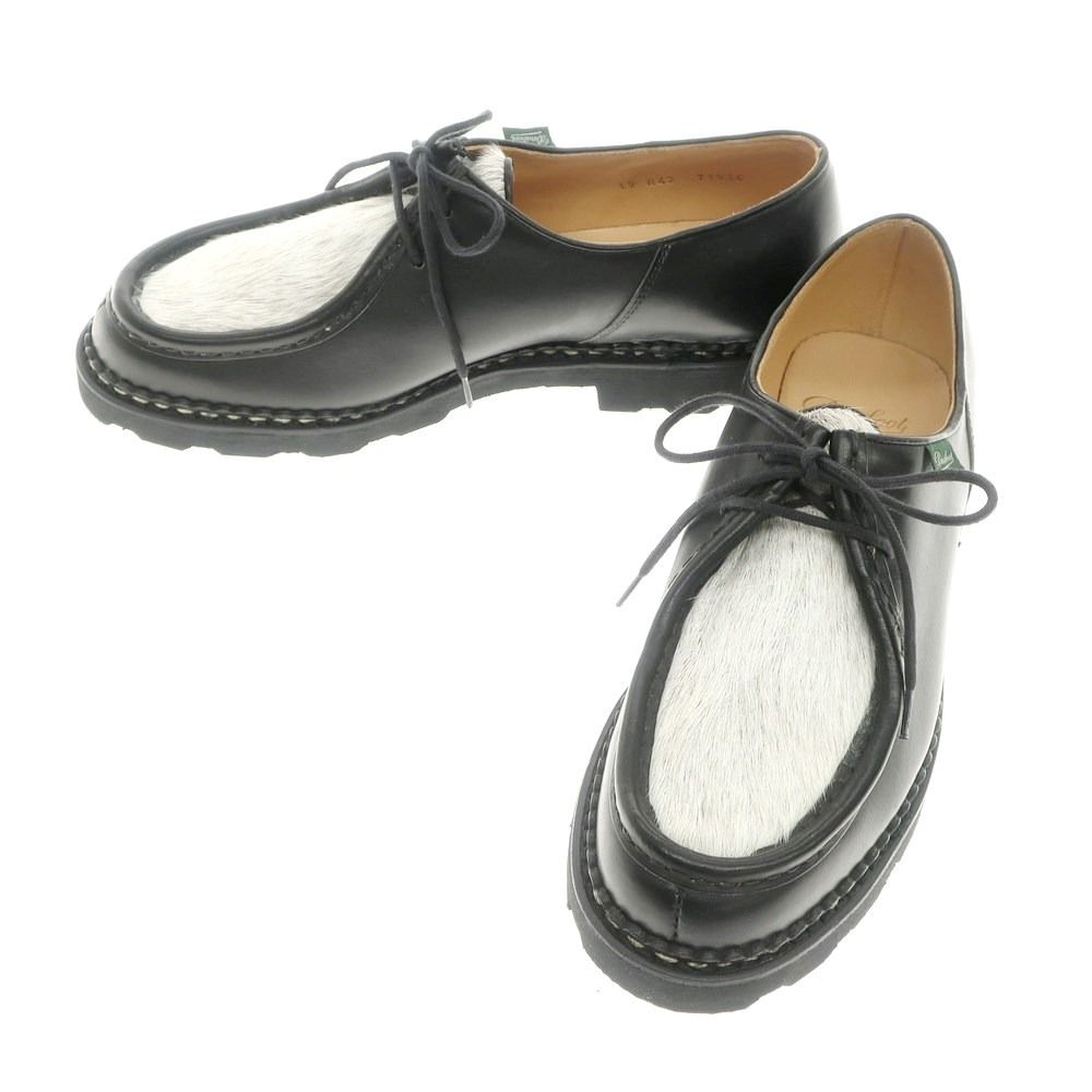 【未使用】パラブーツ Paraboot MICHAEL PL.PP MOUCHETE ミカエル ポニー チロリアンシューズ ブラックxホワイト系【サイズ42】【メンズ】