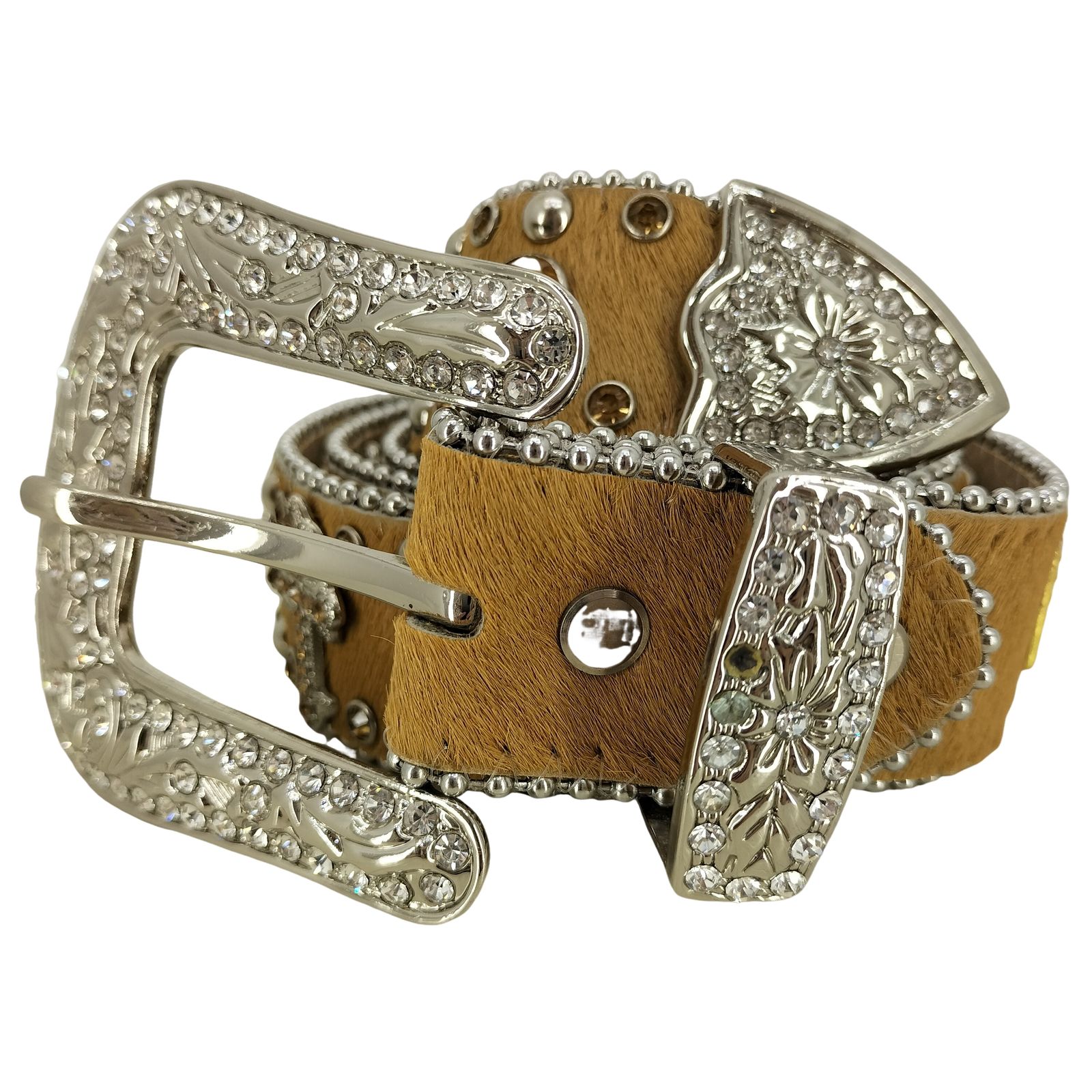 スタッズロングベルト ミッスーリ シルバー 真鍮ニッケルメッキHTC CALEE