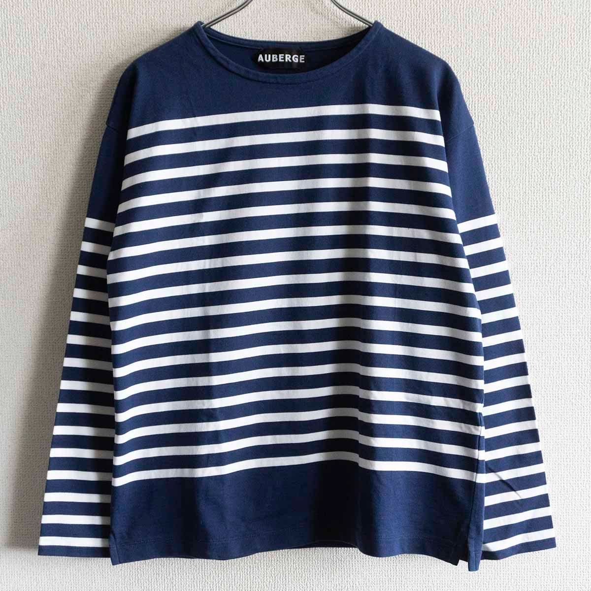 美品】 AUBERGE 【BIG CHARLOTTE white×navy】42 ボーダーカットソー