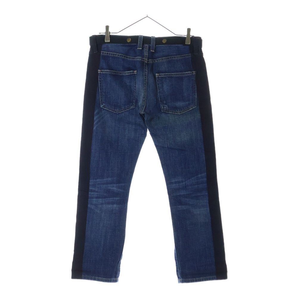 MARNI マルニ バイカラーバレルレッグパンツ 白×デニム 29inch ブルー オーガニックデニム製 ワイドレッグジーンズ | Marni