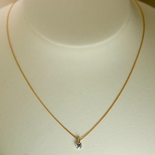 ダイヤモンド ネックレス K18PG 一粒 0.25ct 鑑定書付 0.25ctup H 
