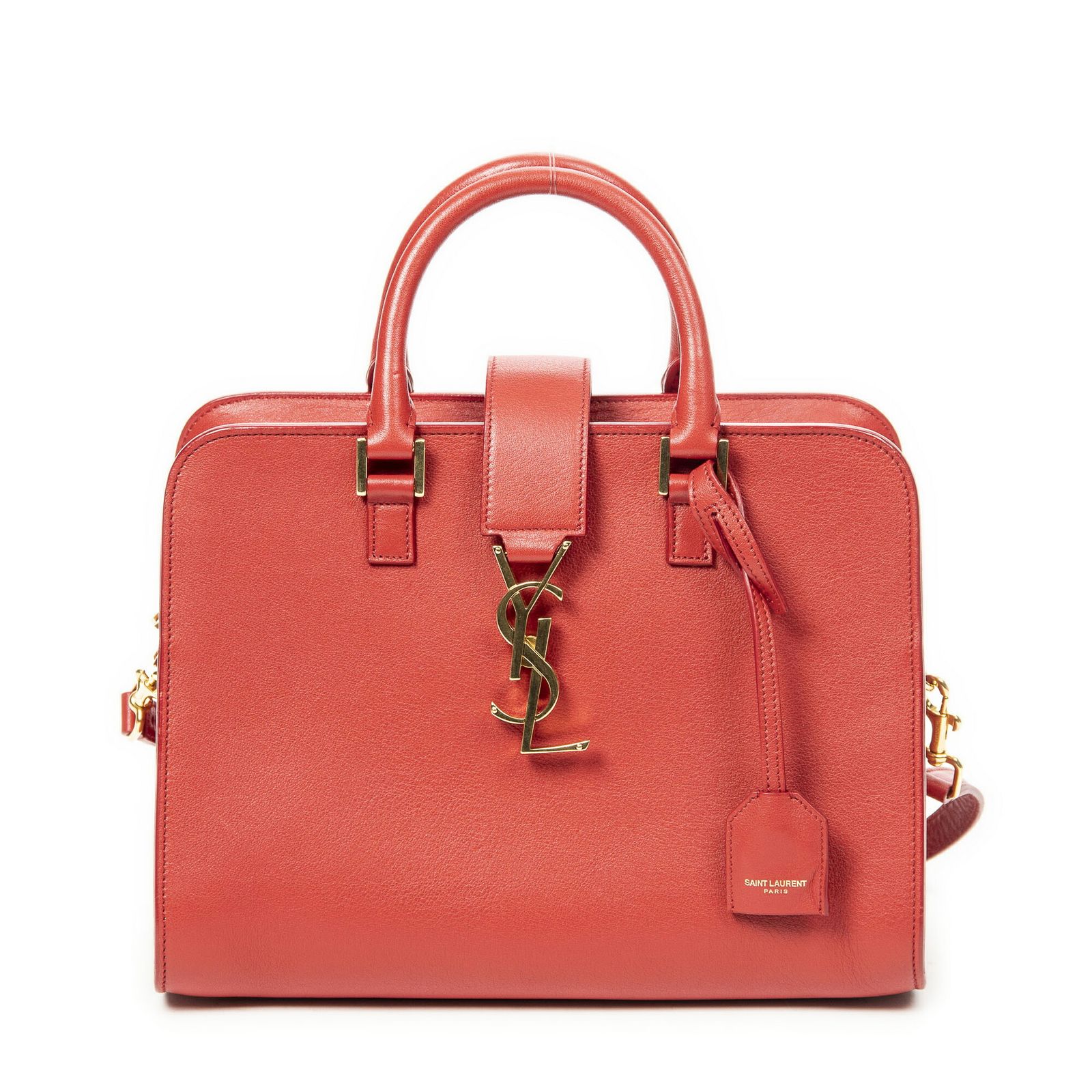 [中古] YVES SAINT LAURENT イヴサンローラン赤カーフスキンレザーA