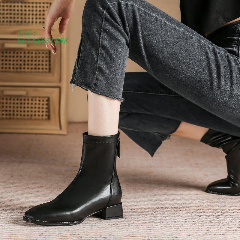 サイドブーツ チェルシー 太ヒール チャンキーヒール 黒大きいサイズ レディース ショート 秋 袴疲れにくい 冬 ブーツ アンクルブーツ 裏起毛 kni4a881568 WWW_SUPERTOOLSSHOP_NL