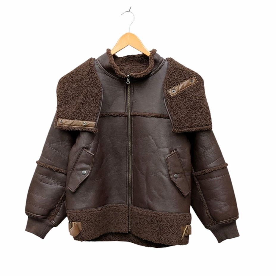 ROKU 6 フェイクレザーボアジップブルゾン 36 6 ROKU FAKE LEATHER BOA