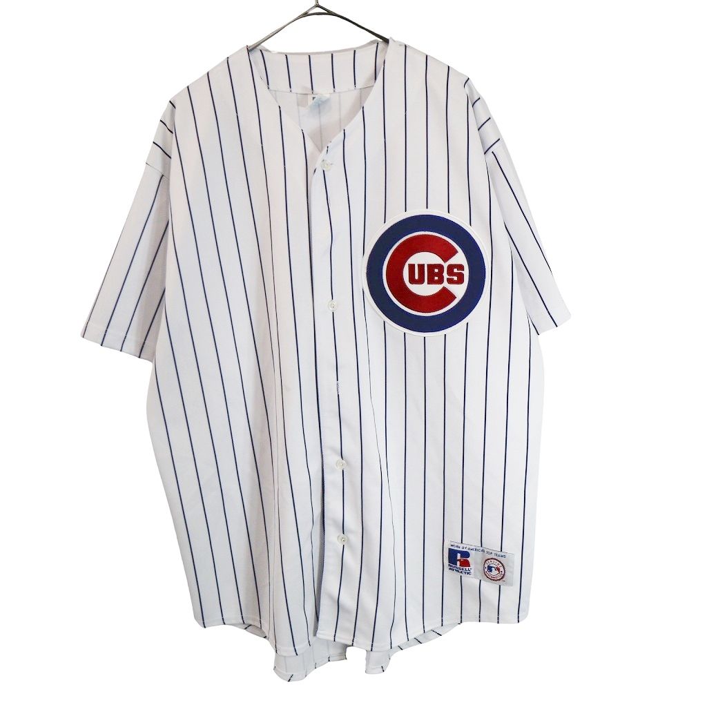 RUSSELLラッセル MLB シカゴ・カブス ベースボールシャツ 半袖 プロチーム 野球 ゲーム ホワイト (メンズ XL) 中古 古着 O2922