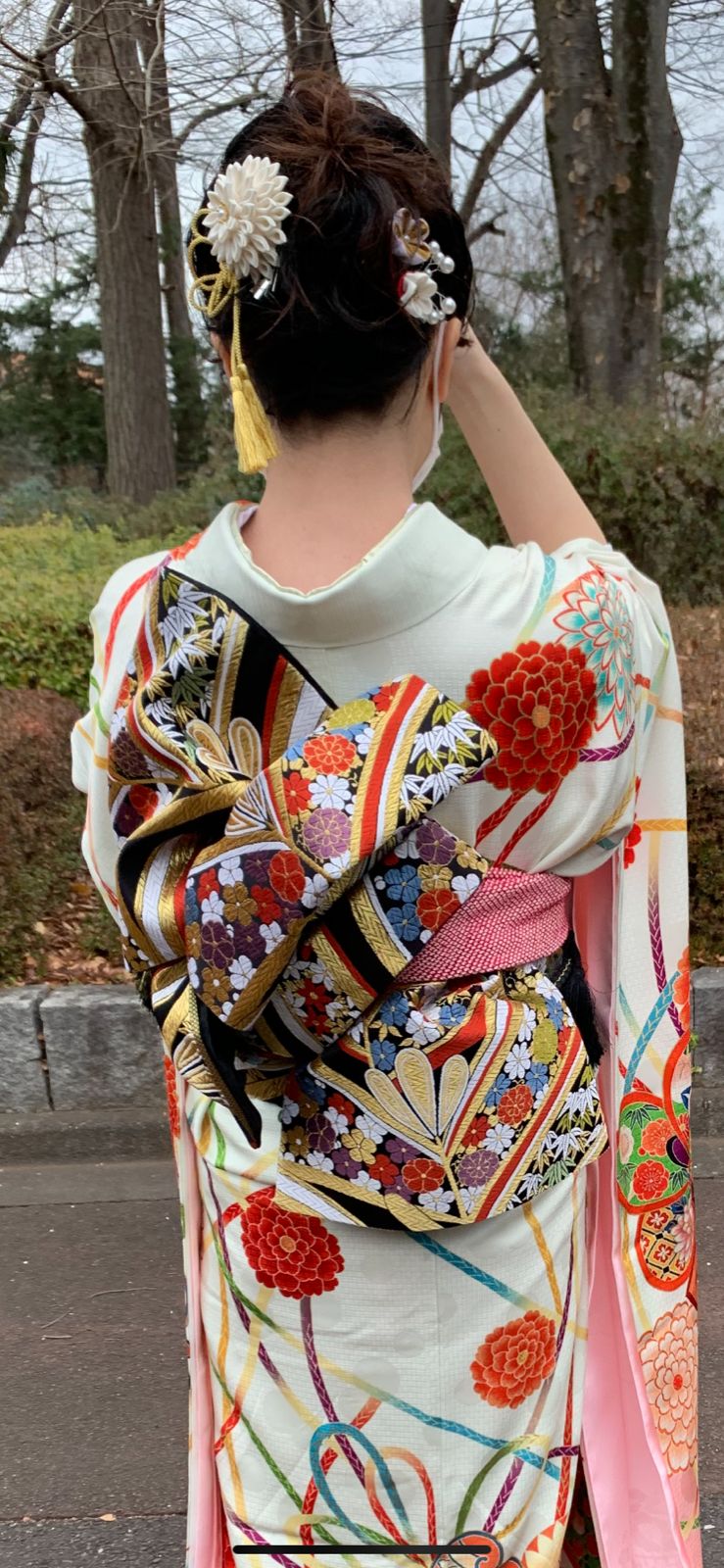 つまみ細工 髪飾り 白金No.1 結婚式 成人式 卒業式 入学式 七五三