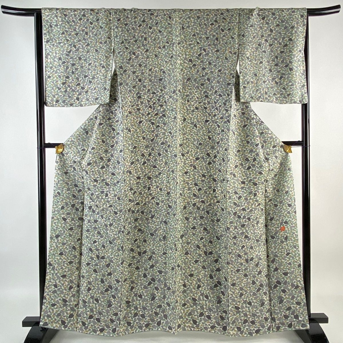 小紋 身丈163cm 裄丈65cm M 袷 久保田一竹工房 落款 花びら 銀通し  
