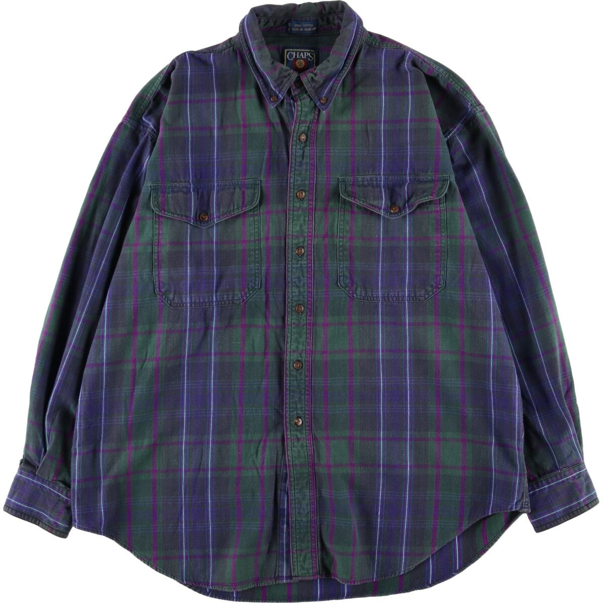 古着 90年代 ラルフローレン Ralph Lauren CHAPS チャップス チェック柄 長袖 ボタンダウンシャツ メンズXXL ヴィンテージ/eaa356513