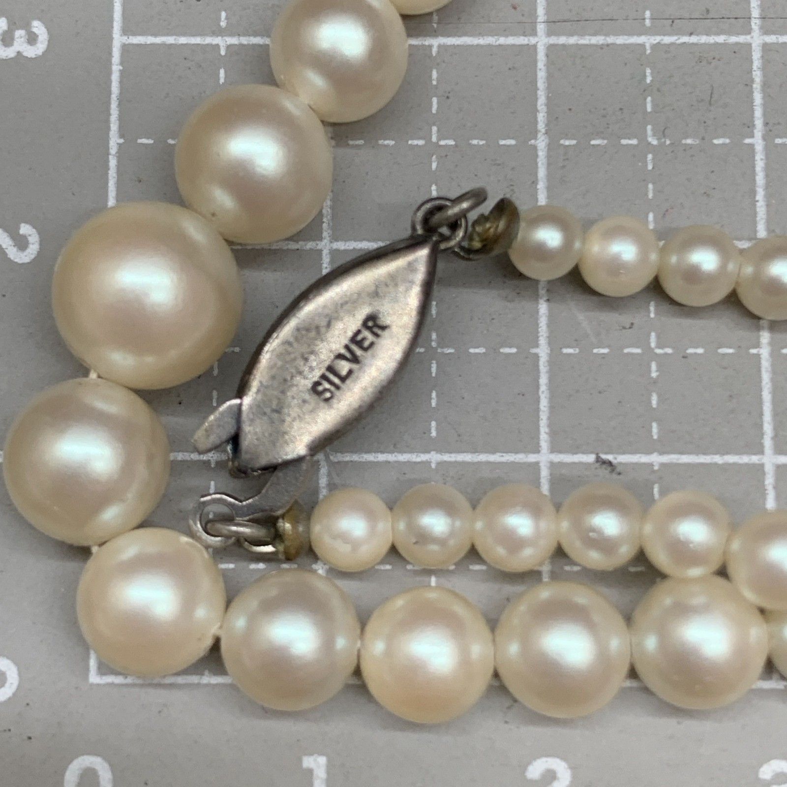 U244　テリ艶◎本真珠 パールネックレス シルバー SILVER刻印 レディースアクセサリー　総重量15.6g 中心8㎜以上　中古美品 U244 テリ艶◎本真珠 パールネックレス シルバー SILVER刻印