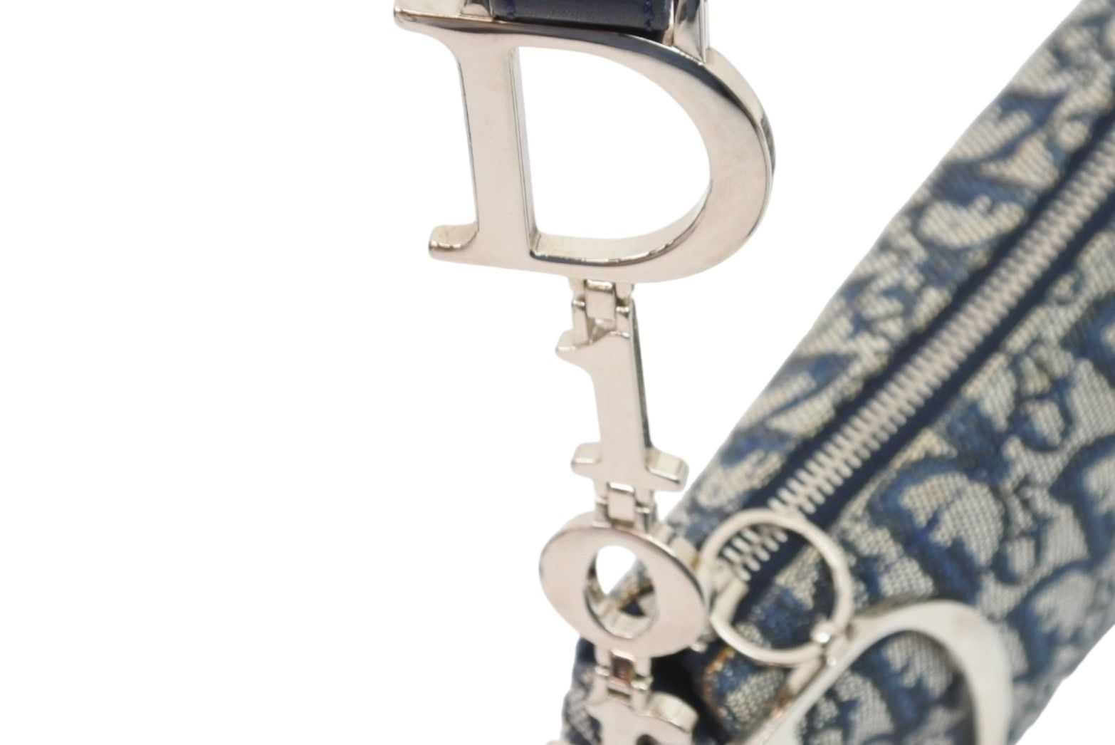 Christian Dior クリスチャンディオール ハンドバッグ トロッター CDロゴ ネイビー 美品 中古 52346