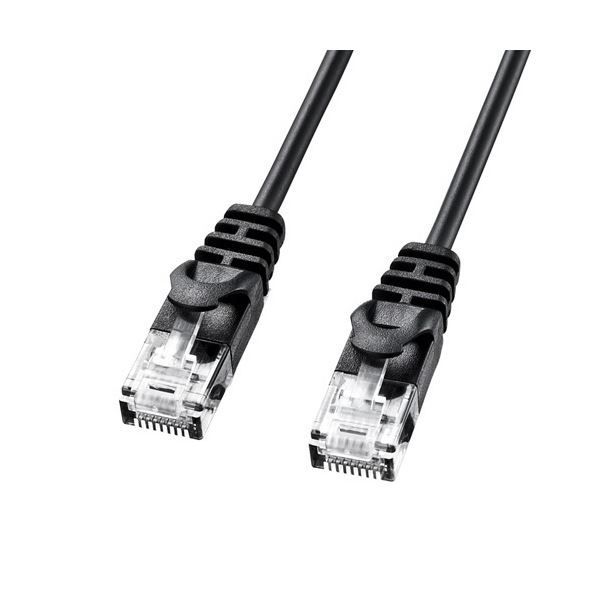 まとめ サンワサプライカテゴリ6準拠 細LANケーブル ブラック 2m LA-SL6-02BK 1本 ×5セット