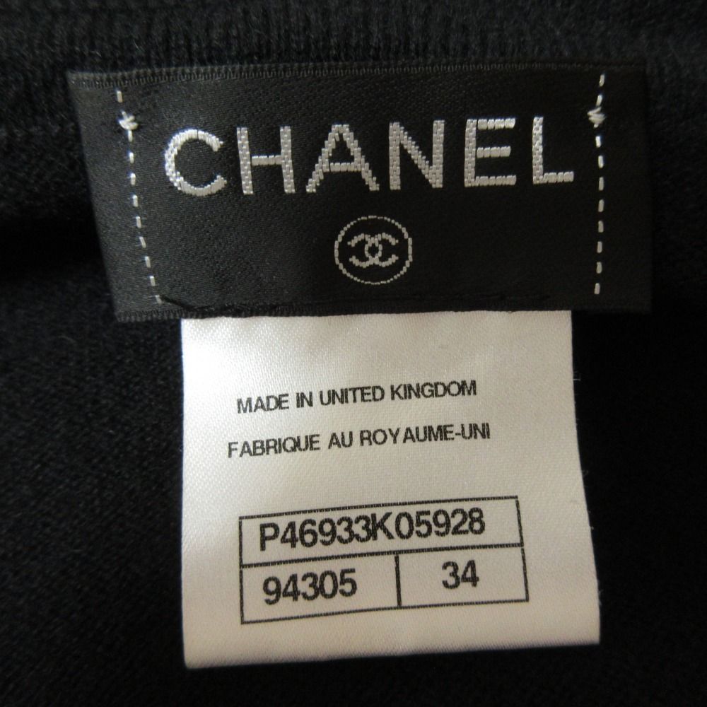 美品　CHANEL　シャネル　ニットブラック パーカー42 CHANEL シャネル ココマークビジューセーター レディース42