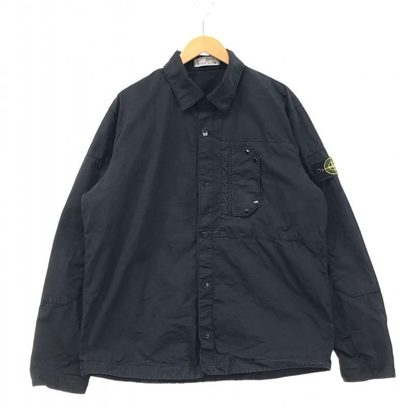 【中古】STONE ISLAND コンパスバッジ シャツジャケット L 811511910 ブラック ストーンアイランド[10]