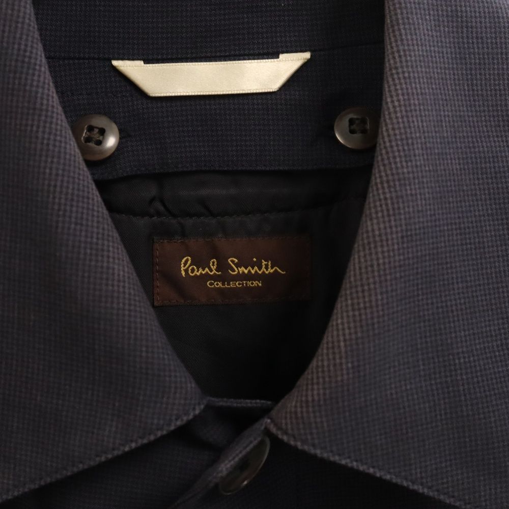 美品 ポールスミス 比翼仕立て 千鳥柄 ステンカラー コート ライナー付き Paul Smith (ポールスミス) 千鳥柄ライナー付きステンカラー比翼
