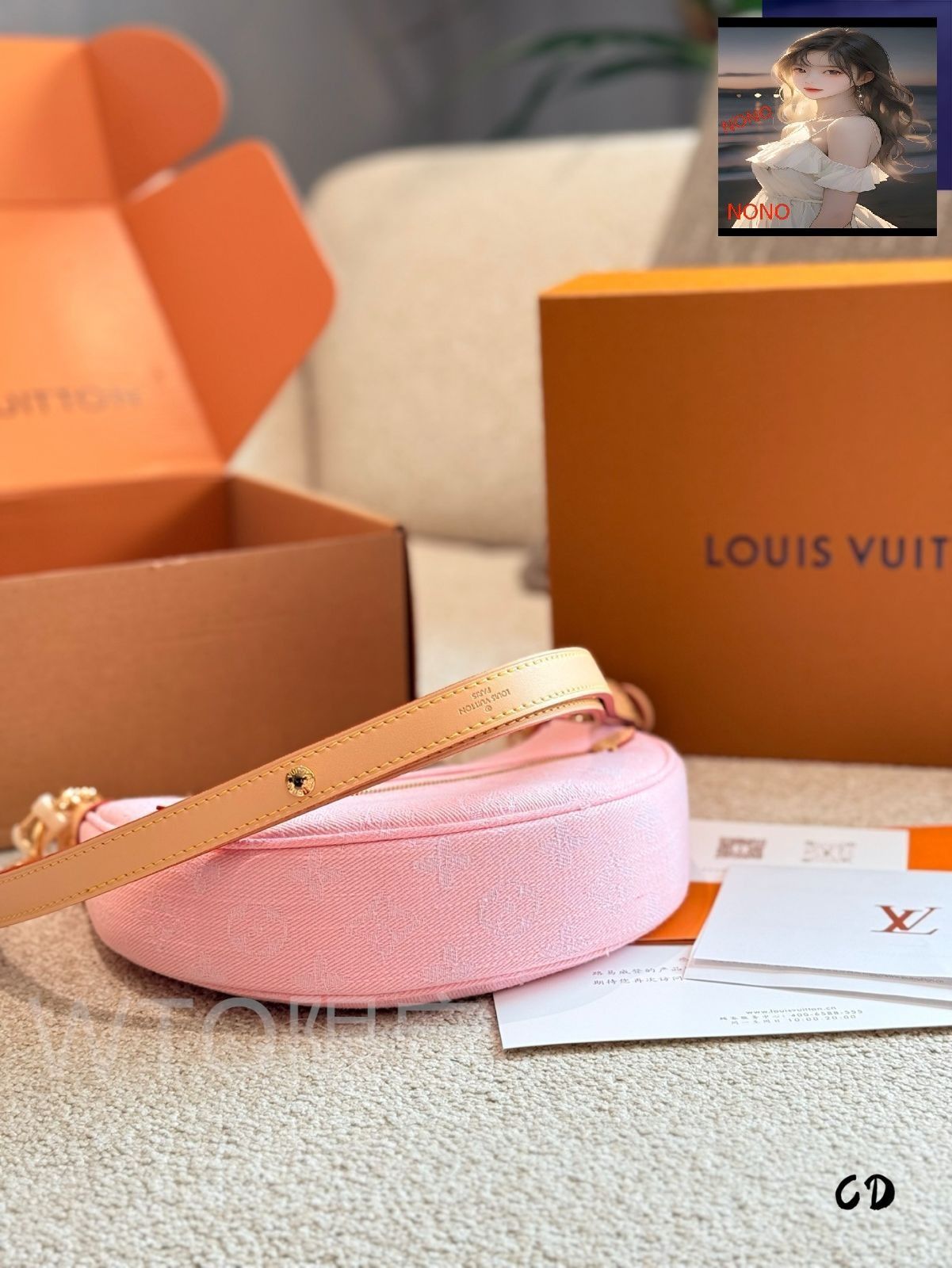 今日特価】Louis Vuitton Pink Denim Crescent Bag・ルイ