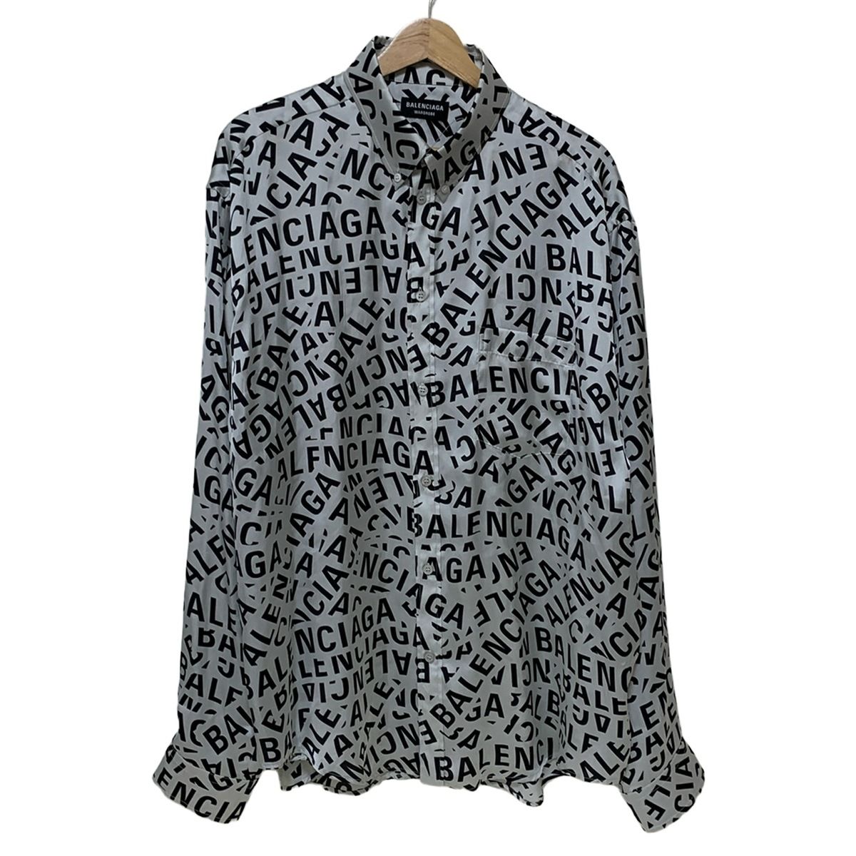 BALENCIAGA バレンシアガ 半袖シャツ サイズ38 S メンズ - 662983 TML20 ライトグレー×黒 ロゴ柄|2025年|WARDROBE
