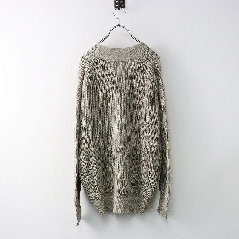 美品 ハウント HAUNT リネンVネックカーディガン F/グレージュ サンド  