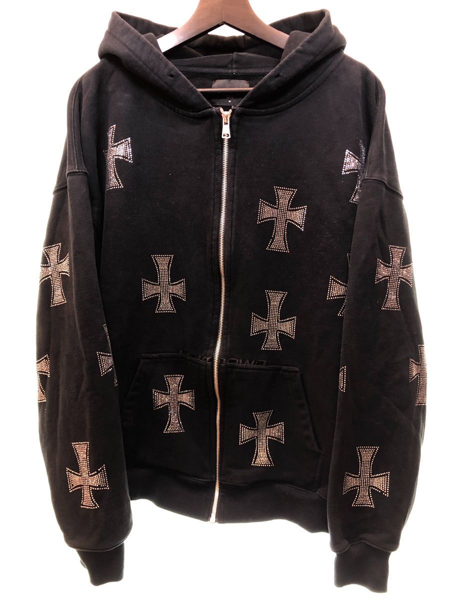 UNKNOWN LONDON アンノウン Navy Cross Rhinestone Zip Hoodie