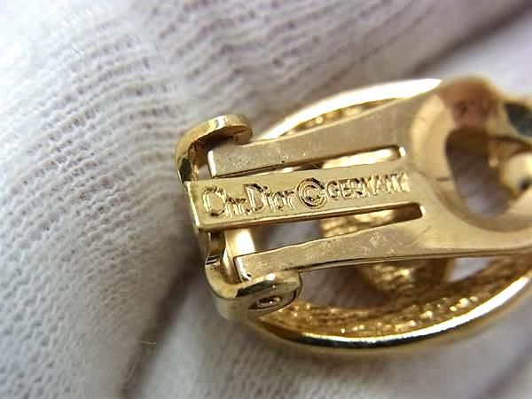 ☆極美品☆クリスチャン ディオール ピアス ロゴ ラインストーン 片耳 ゴールド Christian Dior ディオール CDロゴ ラインストーン ピアス