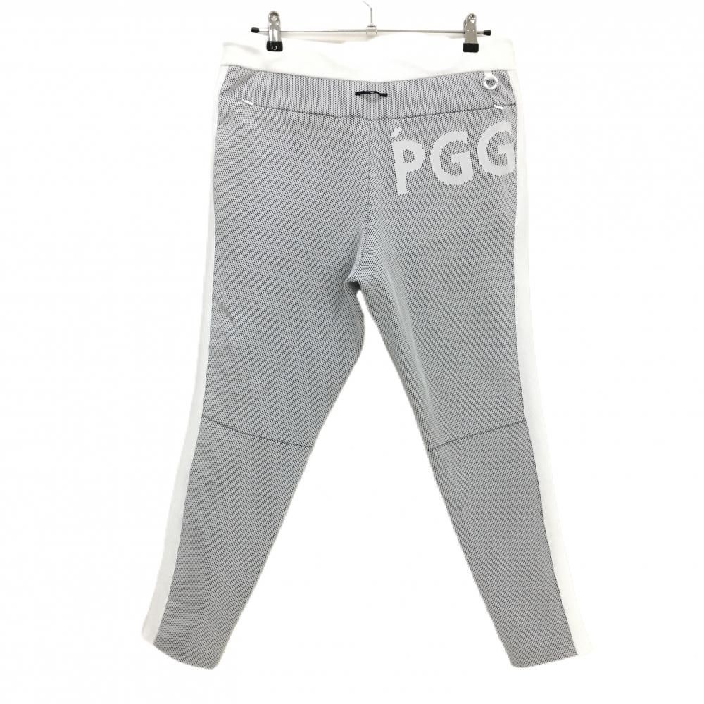 PGGパーリーゲイツ ニットパンツ 白×黒 ウエストゴム ストレッチ メンズ 4 M ゴルフウェア モデル PEARLY GATES