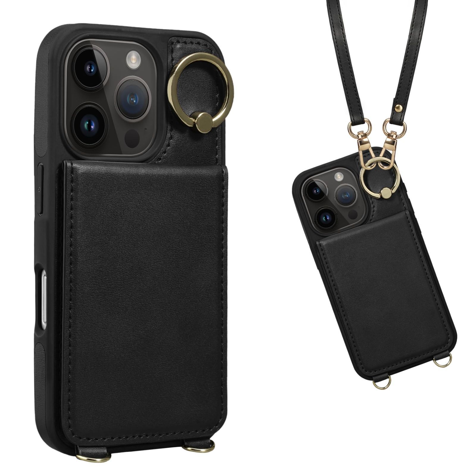 【人気商品】対応 iPhone 16 Pro ケース 背面 手帳型 Shlybaay カードケース iPhone16 Pro 用 ショルダー ストラップ 手帳型ケース スマホケース いPhone 16 Pro 用 背面ケース 肩掛け ICカード収納 スタン