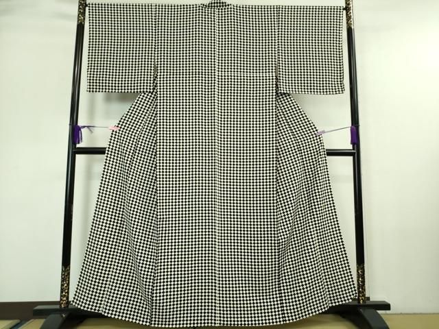 平和屋着物■極上　池田重子コレクション　小紋　単衣　市松菱文　黒×白　逸品　未使用　DZAA7260kh5 平和屋着物□極上 池田重子コレクション 小紋 単衣 市松菱文 黒×白