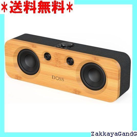 DOSS SoundBox H200 Bluetooth スピーカー 竹製 50Wパワフルなサウンド 35時間再生 ワイヤレスステレオペアリング 大音量 ポータブルスピーカー デュアルDSPテクノロジー 重低音 同軸デジタル|TF 用 ブラック 250