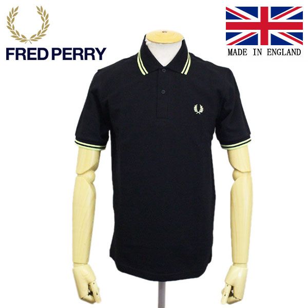 FRED PERRY (フレッドペリー) M12N TWIN TIPPED FP SHIRT ライン入りポロシャツ イングランド製 全5色 FP390 K35BLACK/ACIDLIME 44