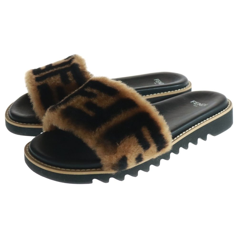 FENDI (フェンディ) FF Fur Pool Slide Sandal FFロゴファー