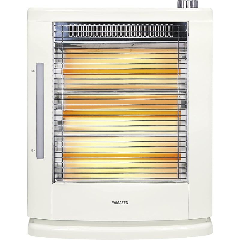 山善 遠赤外線 電気ストーブ ヒーター 加熱式 加湿機能搭載 小型 足元 転倒OFFスイッチ 出力3段階切替 簡単操作 ホワイト DSE-KC108 W 1