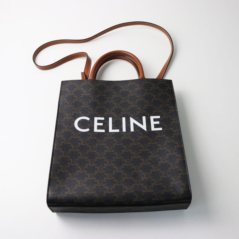 美品 セリーヌ CELINE スモール バーティカルカバ トリオンフ トート