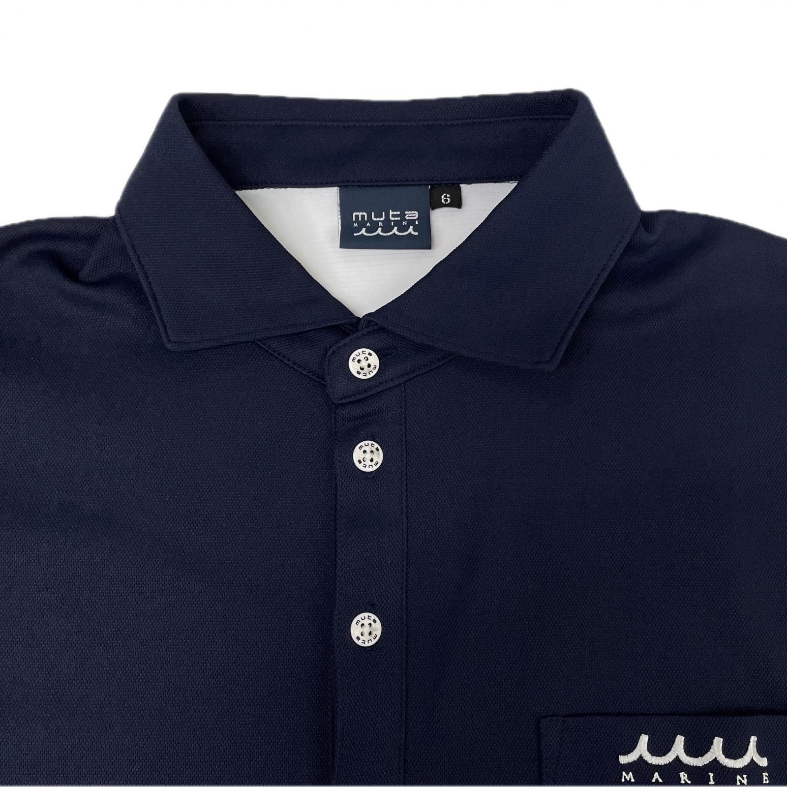 完売品/定価2.5万】muta MARINE バックロゴ ポロシャツ 紺 6
