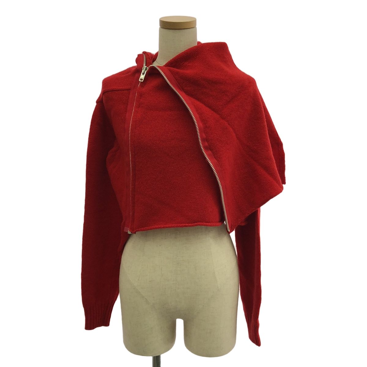tricot COMME des GARCONS | トリココムデギャルソン | 2004AW | 変形 アシンメトリー ZIP ニット トップス | レッド | レディース