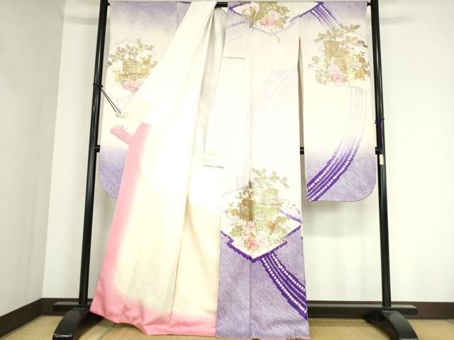 平和屋着物□豪華振袖 駒刺繍 絞り 御所車牡丹文 金彩 やまと誂