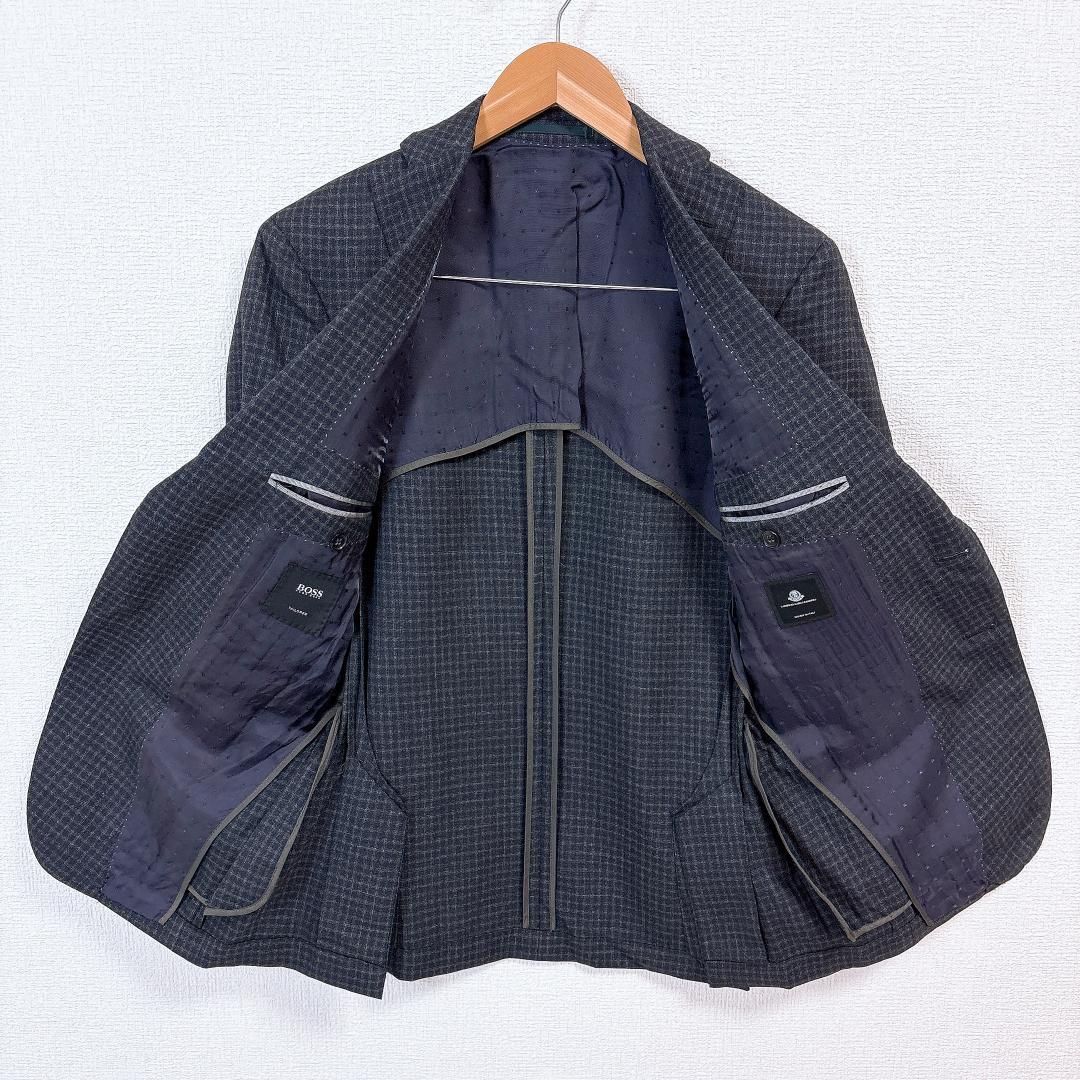 現行【美品】HUGO BOSS スーツセットアップ 44 濃グレー チェック