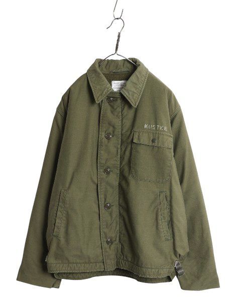 80s 米軍実物 USN ネイビー A-2 デッキ ジャケット メンズ L 程