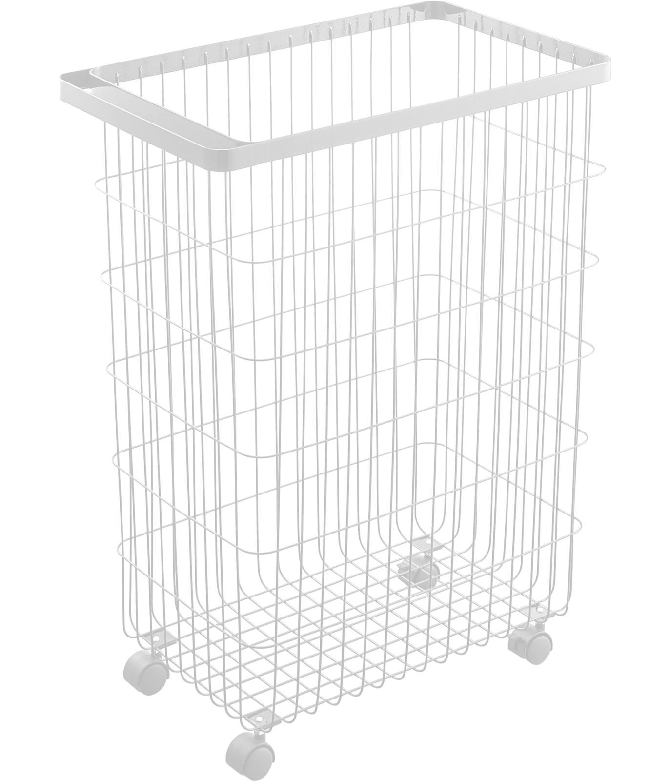 ランドリーバスケット キャスター付き ホワイト 約W28×D46.5×H61cm タワー tower 洗濯カゴ 大容量