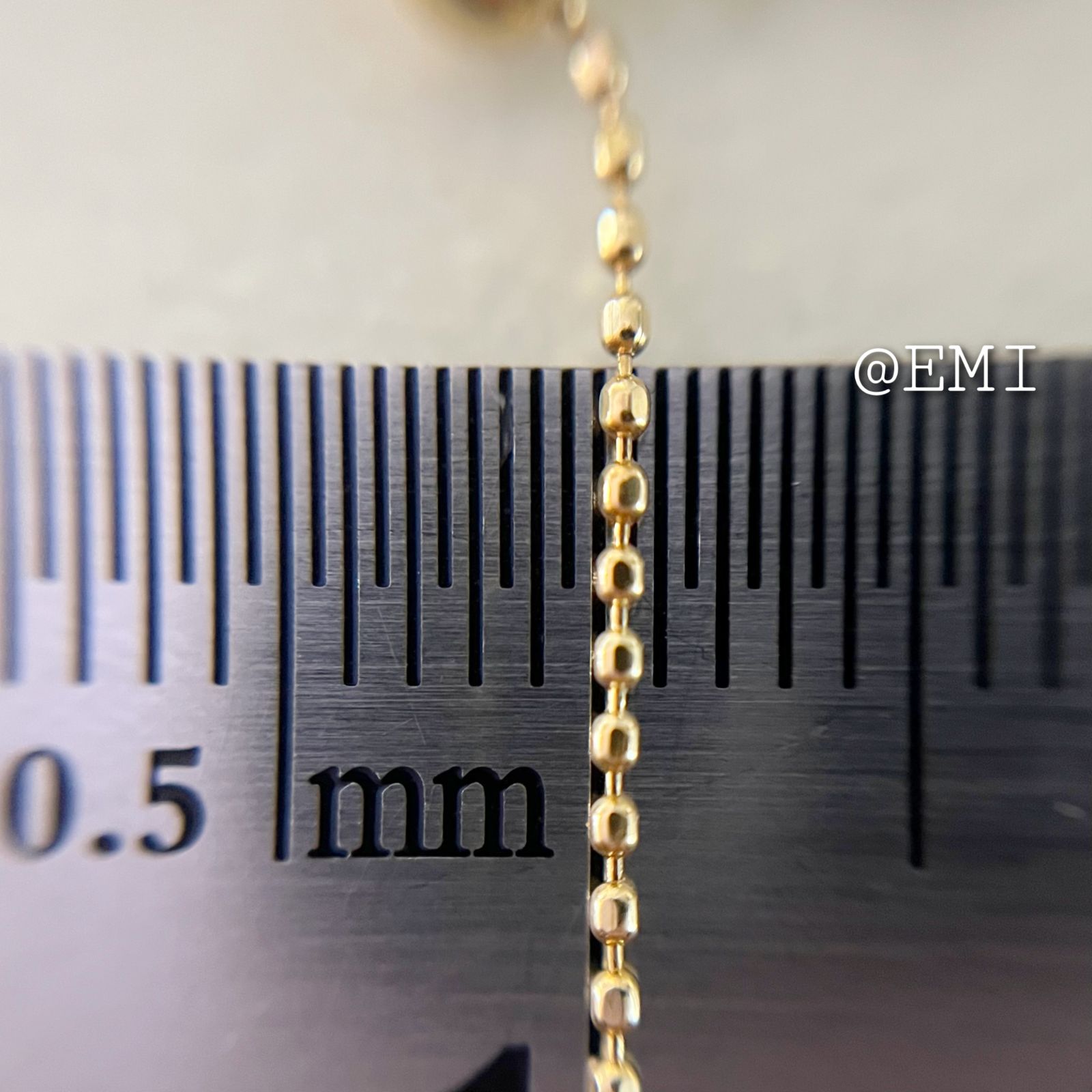 チェーン幅約07mmK18 ボールチェーン長さ調節可能ネックレス 18金イエローゴールド　45cm