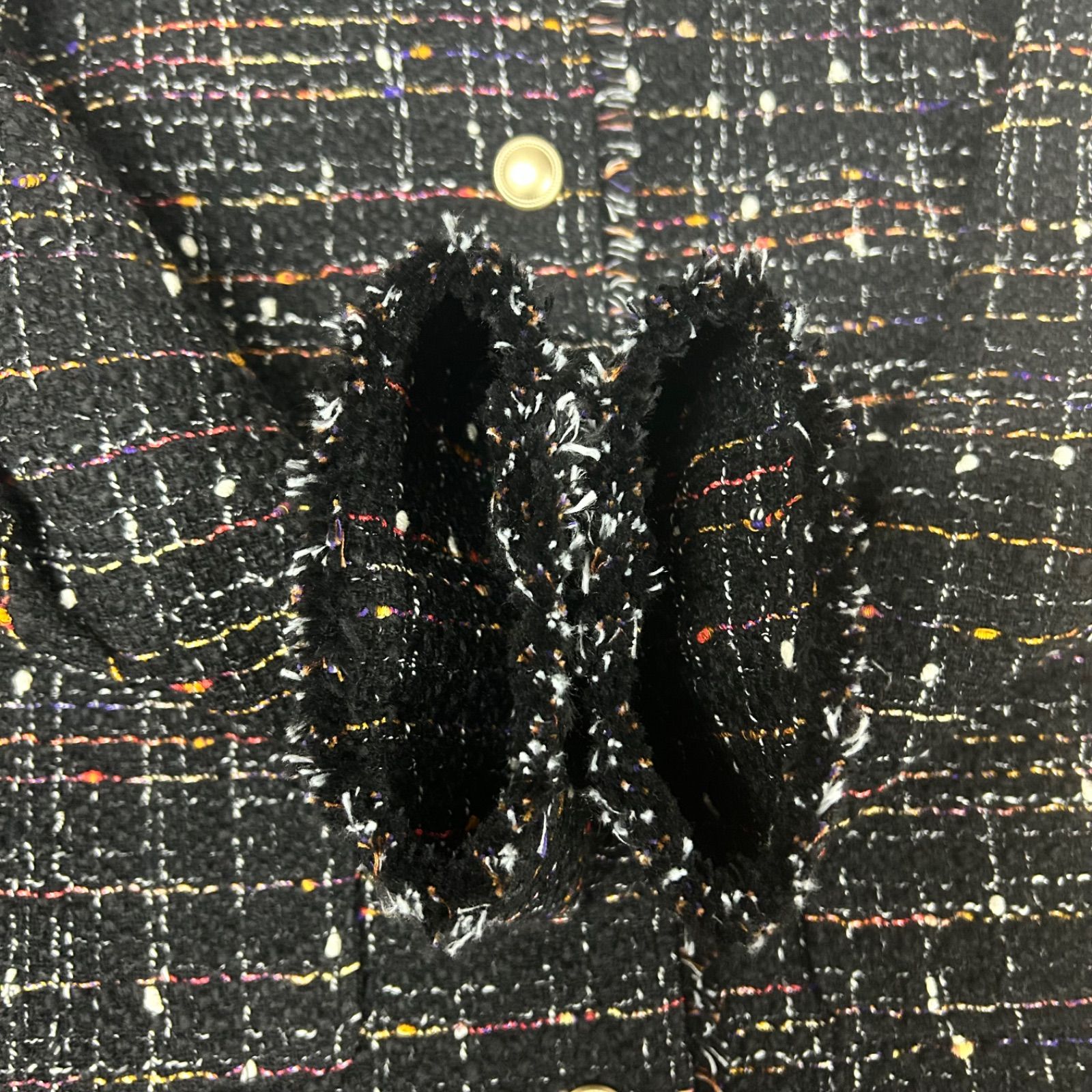 美品】 23区 GIOLICA カラーミックスツイードジャケット 黒 size 44