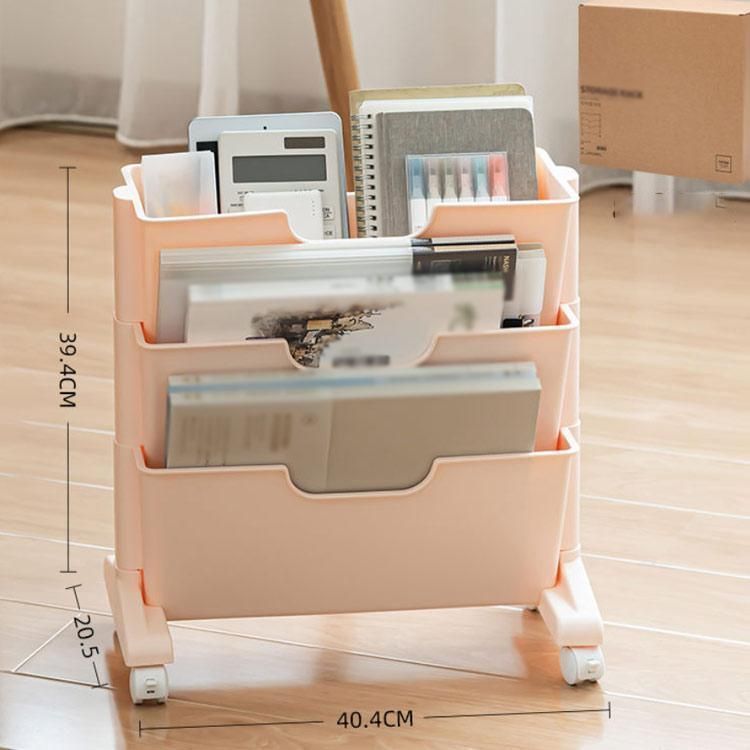 ファイルワゴン キャスター付 デスク下収納 2段 3段 斜め棚 仕切り オフィス デスク下 机下 ファイル 収納ラック 本棚 取り出しやすい A4