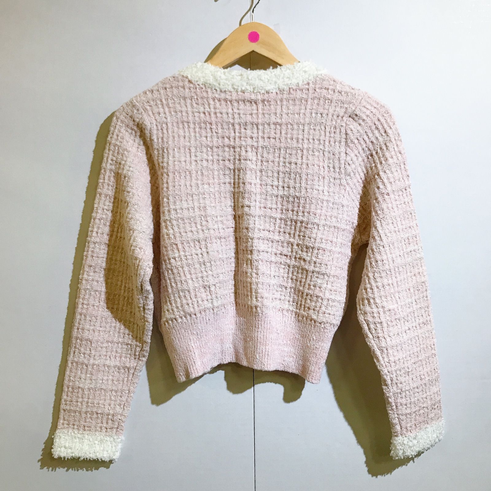 美品】CELFORD セルフォード ピンク ツイードニットカーディガン ラメ 