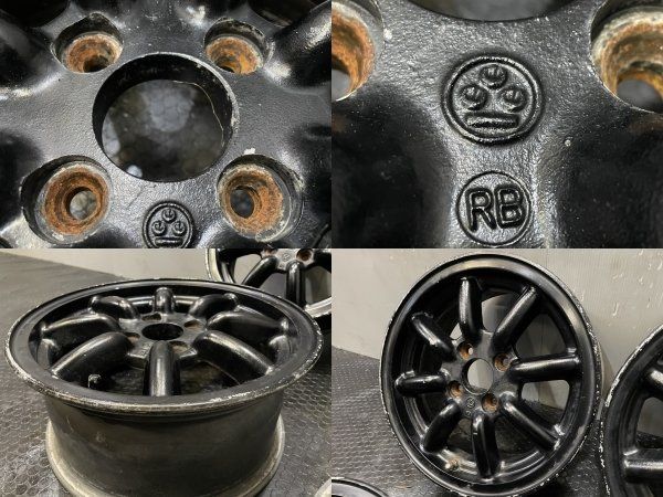 旧車ホイール ワタナベ 社外ホイール 14インチ 4本 6J4HPCD100約+40 エイトスポーク 希少 当時物　(VHO496)クレジットカード QRコード決済可能 旧車ホイール ワタナベ 社外ホイール 14インチ 4本 6J4HPCD100約+40