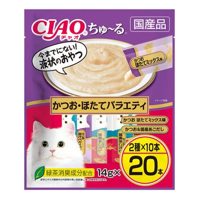 いなば CIAO ちゅーる かつお ほたてバラエティ 14g×20本入り 1ケース16袋