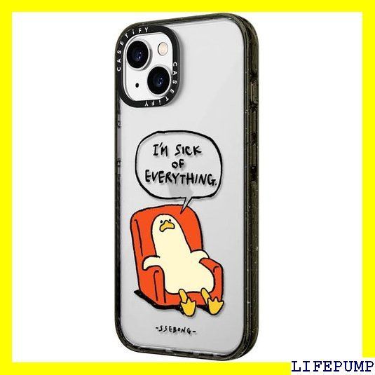 セール商品再値下げ中。 CASETiFY インパクト iPhone 14 ケース MIL規格準拠 4x MIL-STD-810G 2.5mからの落下試験をクリア - Melting duck by SSEBONG - グロッシー ブラック 800 未使用品