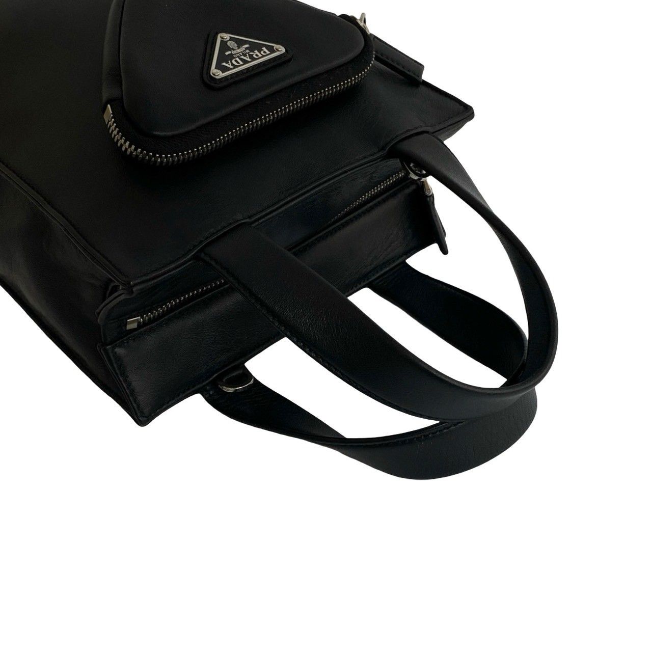 極 美品 PRADA プラダ 三角ロゴ 金具 ナッパ レザー 本革 2way