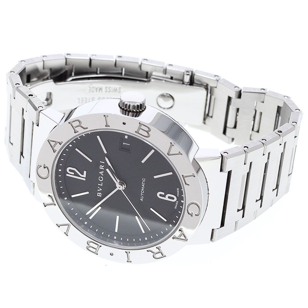 【研磨済み美品！】BVLGARI ブルガリ ブルガリブルガリ BB38SS メンズ 腕時計 自動巻き AUTO 黒文字盤 ブルガリ BVLGARI BB38SS ブルガリブルガリ デイト 自動巻き メンズ