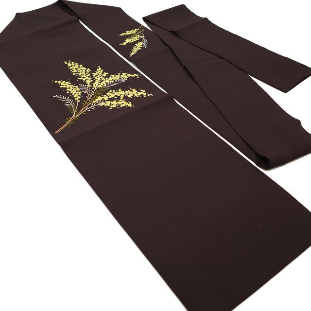 中古】すごい値！名古屋帯 九寸 やまと 扱い 正絹 刺繍 こげ茶地  